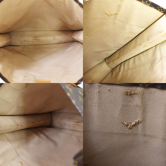 Authentic LOUIS VUITTON Sac Plat Hand Bag Monogram Leather Brown France - Picture 9 of 10